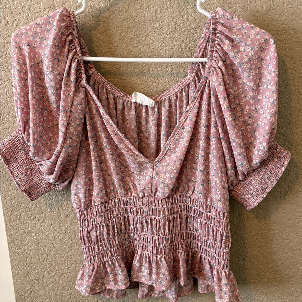 Sienna Sky Pink Floral Smocked Blouse